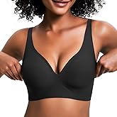 Jelly Wireless Bra for Women, Push Up Seamless T-Shirt Bras, Comfortable Plunge No Underwire Bra with Adjustable Straps