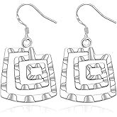 Handmade Spiral Earrings for Women Girls Minimalist 925 Sterling Silver Vintage Boho Round Seo Water Wave Lightweight Twisted Dangle Drop Hammered Earrings Jewelry Gifts