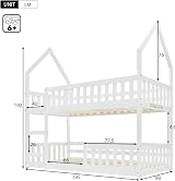 Merax Twin Bunk Bed, Castle-Shaped 3FT Solid Wood Frame for Kids view 2