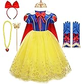 MYRISAM Snow White Princess Dress Up Costume Girls Halloween Carnival Cosplay Christmas Birthday Dress (w/Cloak Accessories)