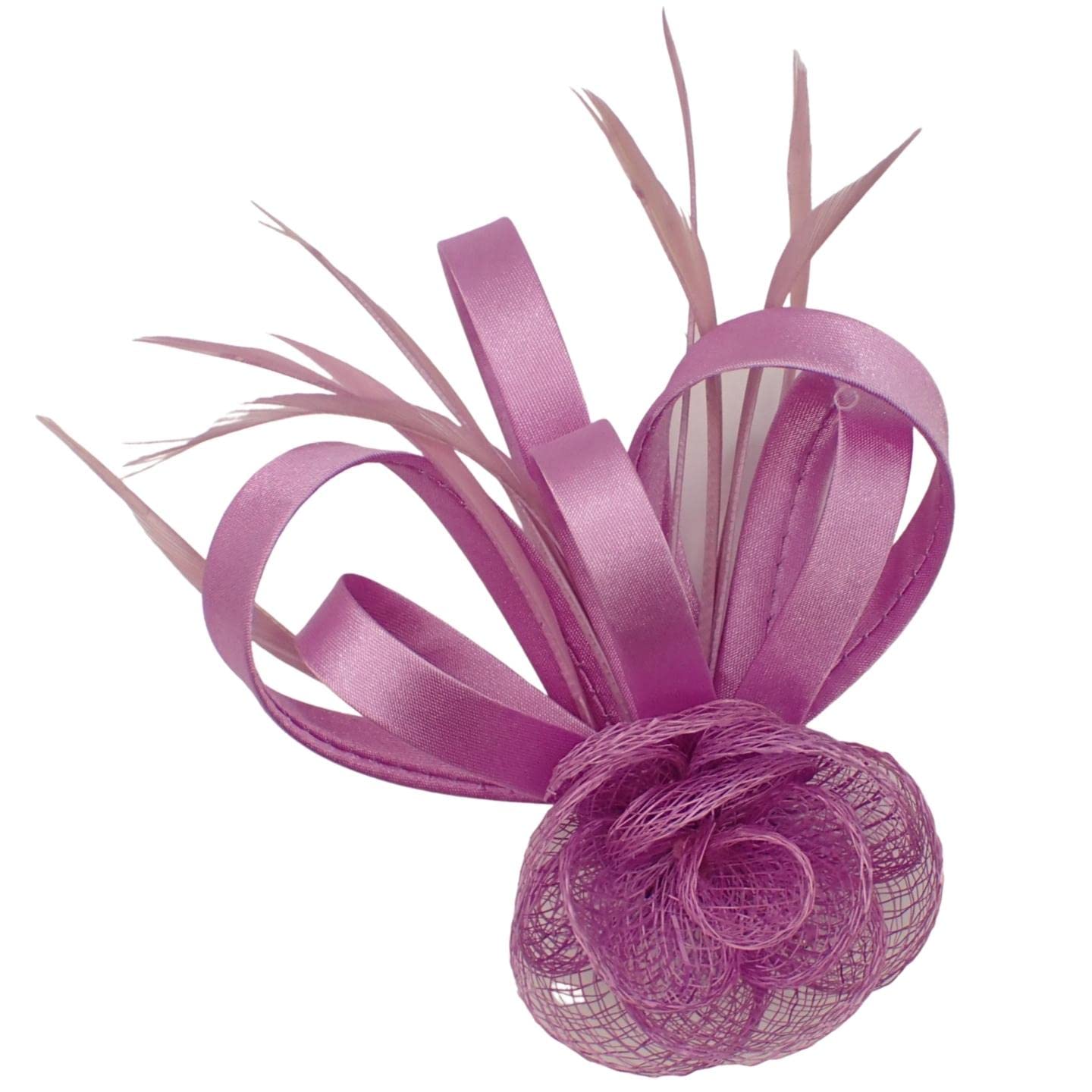 Topkids Accessories Mini Fascinator Hair Clips Small Fascinators Fascinator Flower Hair Clip Wedding Clip Royal Ascot Hat Wedding Corsage On Clip & Brooch Pin For Women, Ladies, Girls (Lilac)