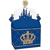 Big Dot of Happiness Royal Prince Charming - Treat Box Party Favors - Baby Shower or Birthday Party Goodie Gable Boxes - Set of 12
