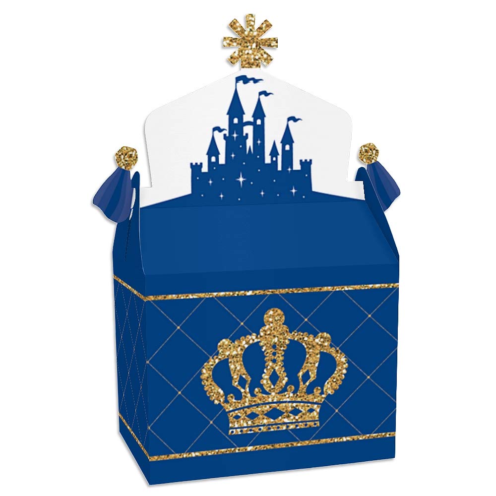 Big Dot of Happiness Royal Prince Charming - Treat Box Party Favours - Baby Shower or Birthday Party Goodie Gable Boxes - Set of 12