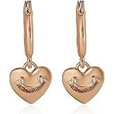 Juicy Couture Dangle Heart Charm Hoop Earrings for Women, Yellow Gold-Tone Juicy Couture Earrings