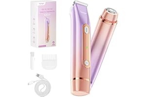 AQEQPT Bikini Trimmer for Women, Electric Razors with Dual Heads, Rechargeable Pubic Hair Trimmer with IPX7 Waterproof, Painless Pro Shaver for Underarm Leg Arm Body Face Private Area（DuskyRose）