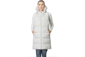 MOERDENG Women's Waterproof Long Puffer Vest Sleeveless Warm Winter Coat Down Alternative Outerwear Hooded Jaclet