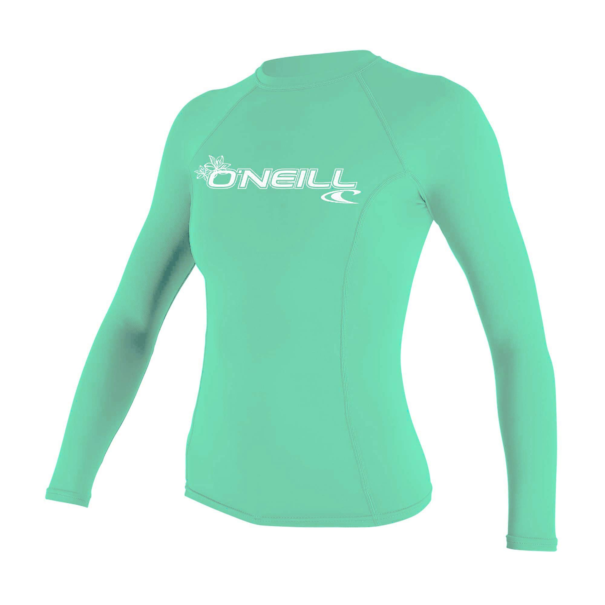 O'Neill Wetsuits Women's Women's Basic Skins Long Sleeve Rash Guard Shirt, Light Aqua, M UK