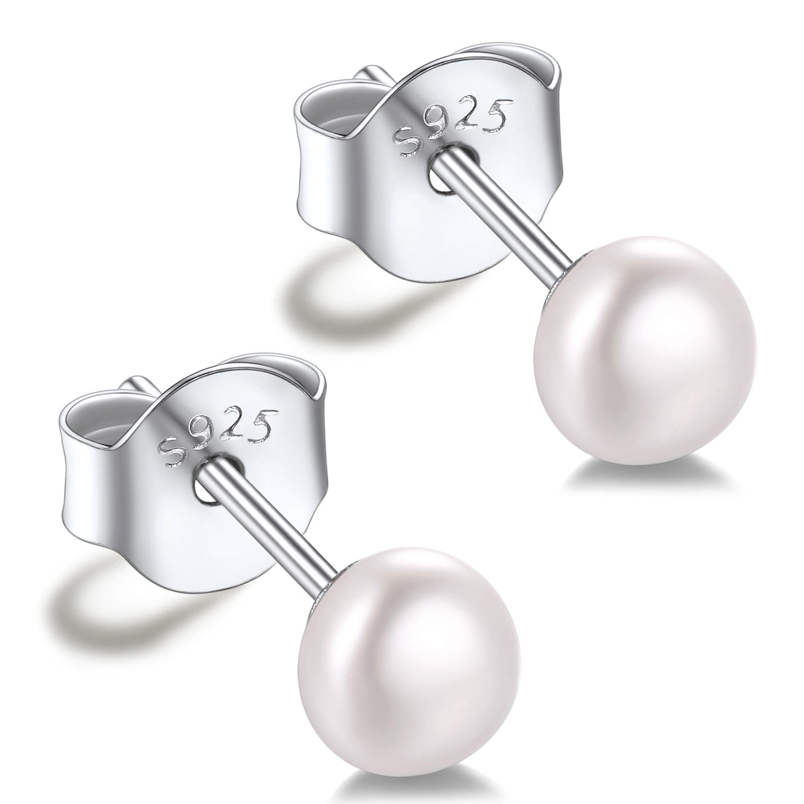 Pearl Earrings Women Sterling Silver Studs Earrings for Women Silver Sleeper Earrings Pearl Stud