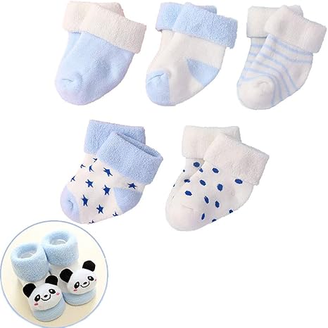 Amazon Co Jp 5ペアベビーソックス ソフトウォームコットンソックス