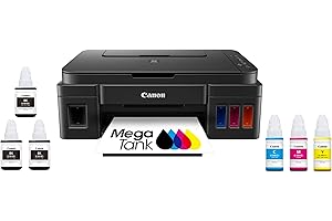 Canon G3200 All-In-One Wireless Supertank (MegaTank) Printer| Copier| Scanner| and Mobile Printing, Black, 6.5" x 17.6" x 13" (0630C002)