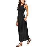 Hount Women's Summer Sleeveless Striped Flowy Casual Long Maxi Dress with Pockets