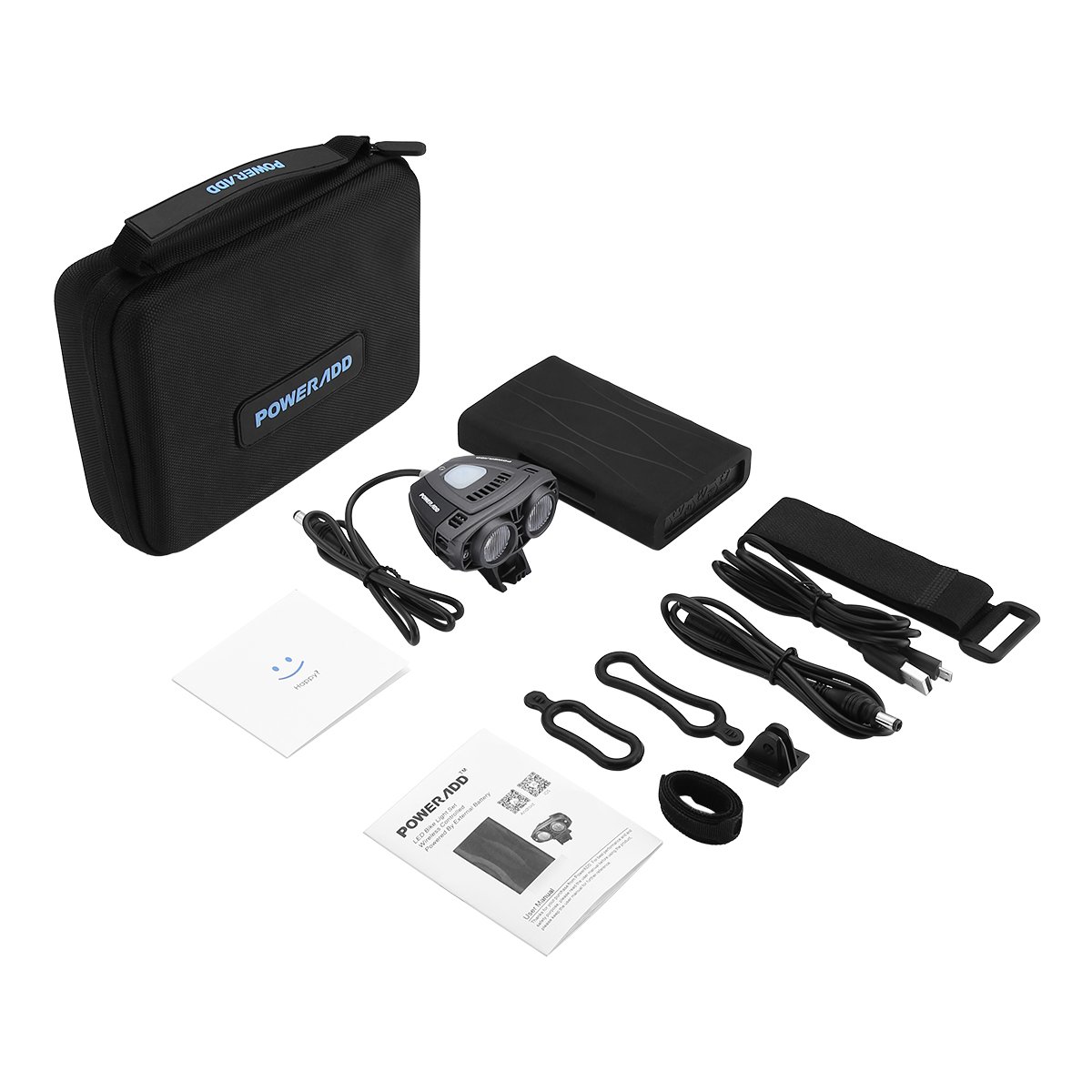 POWERADD Super Bright Headlight Front Bike Light, 12000mAh rechargeable Waterproof 1600K LED Bike Light, 3 Light modes for Bike,Road Bike,Mountain Bike,Light Bike Night Rider