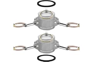 BITOTU 2PCS Type DC Aluminum Global Cam and Groove Hose Fitting DC-100 1" Type DC with 2 PCS Camlock Gasket Dust Cap (1 inch, Type DC)