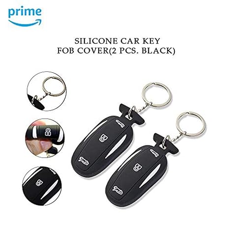 Coolko Newest Silicone Tesla Car Key Fob Cover Skin Case With 3 Smart Key Buttons Keyless Protector Bag Holder For Tesla Model X Black 2 Packs