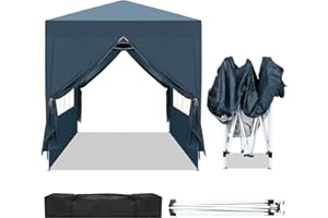GAINVIEYEE Pop up Canopy Tent, 6.5 X 6.5 FT Outdoor Instant Tent with 4 Removable Sidewalls, Portable Gazebo Shelter, All Season Waterproof for Garden Beach Camping BBQ Birthday Party Blue