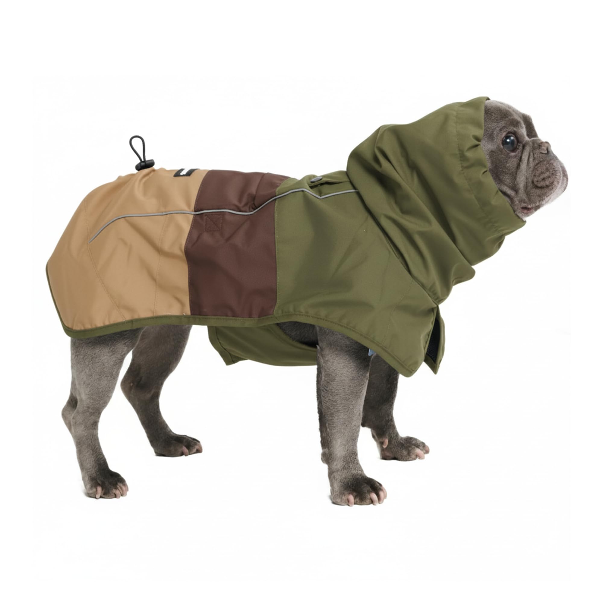 Spark Paws Dog Raincoat, Waterproof Coat Rain Jacket for Small Medium Large Dogs, Reflective Breathable Full-Body Coverage - Green Brown Tan, XL