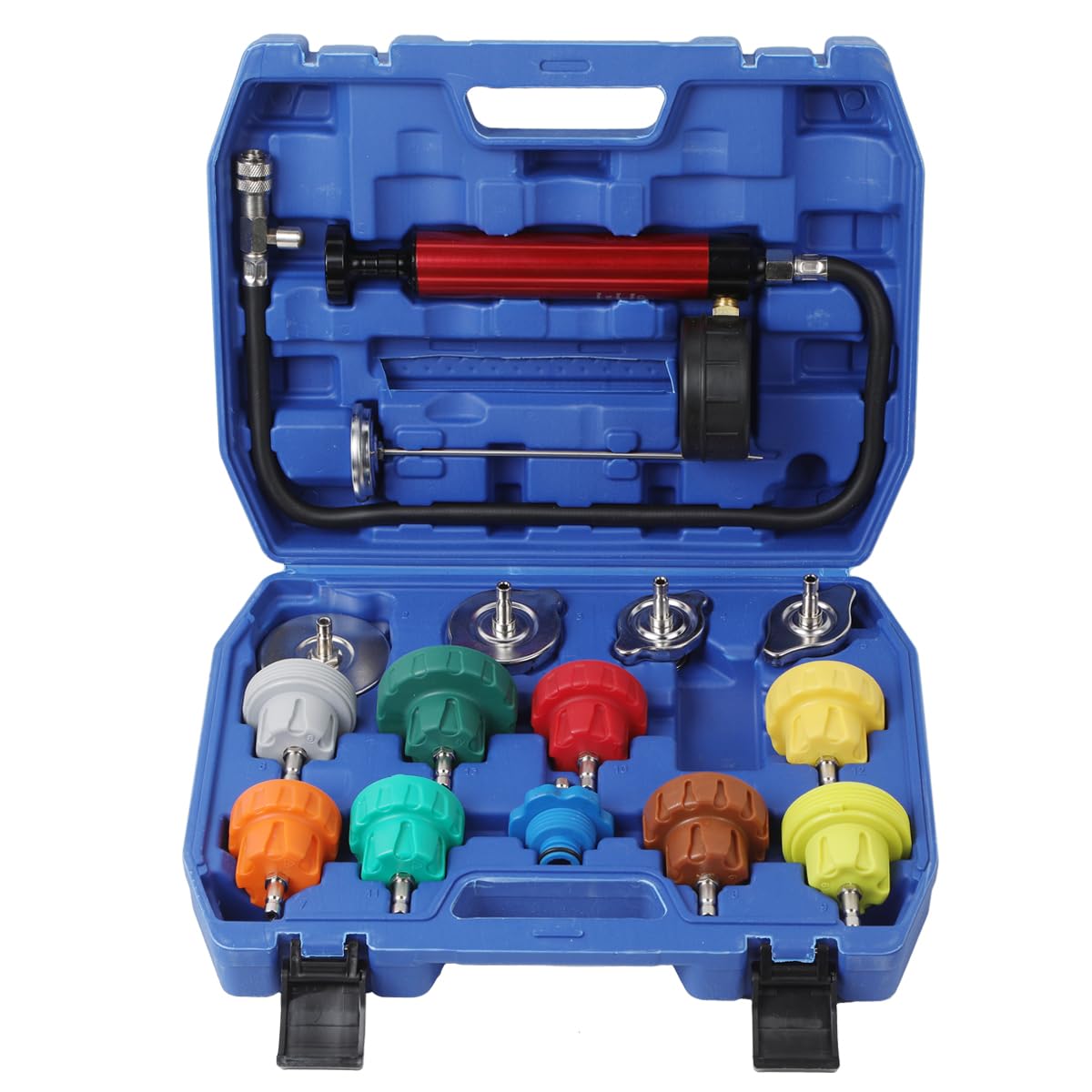 Photo 1 of Wenzhon Radiator Pressure Tester Kit, Coolant Pressure Tester for Automotive Cooling System Water Tank Leakage Detection (Universal Fit 15PCS)