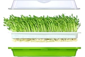 LEJOY GARDEN LeJoy Seed Sprouter Tray Soil-Free Food Grad PP Healthy Wheatgrass Grower with Cover and 2 Size Hole
