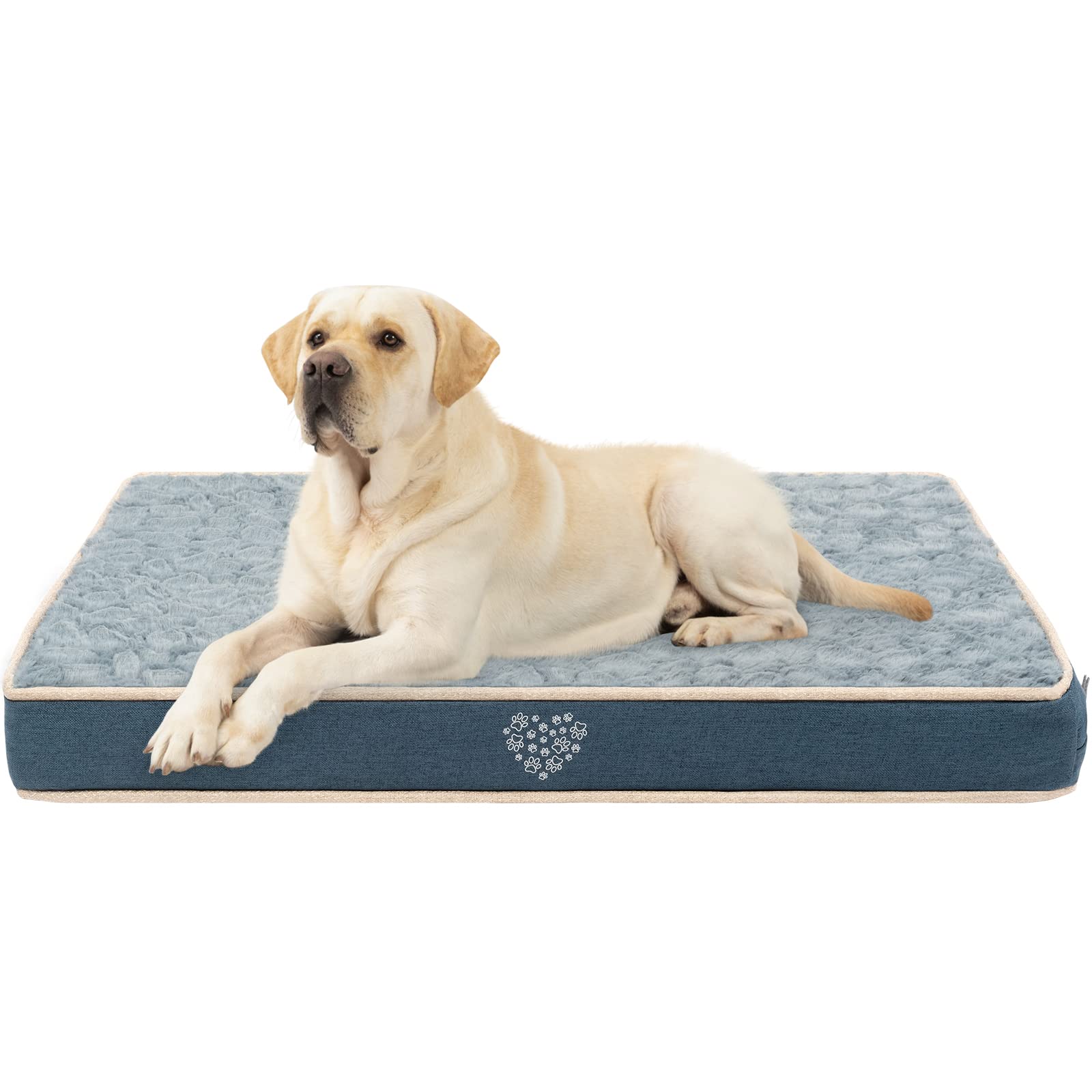 Photo 1 of VANKEAN Waterproof Dog Crate Pad Bed Mat Reversible (Warm&Cool), Removable Washable Cover & Waterproof Inner Lining, Pet Crate Mattress for Cats and Dogs, Joint Relief Dog Bed for Crate, Navy
