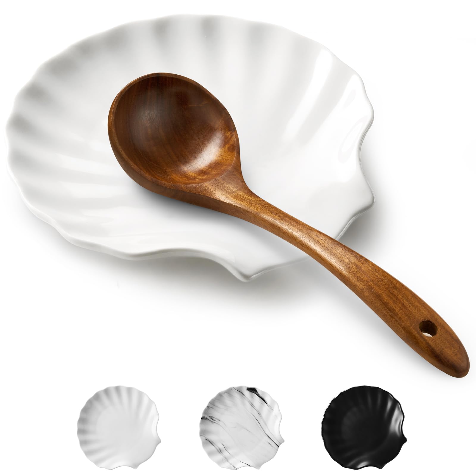 ABRUTY Spoon Rest for Stove Top, Ceramic Spoon Holder for Kitchen Counter, Modern Farmhouse Kitchen Decor Accessories for Spatula, Spoons or Tongs