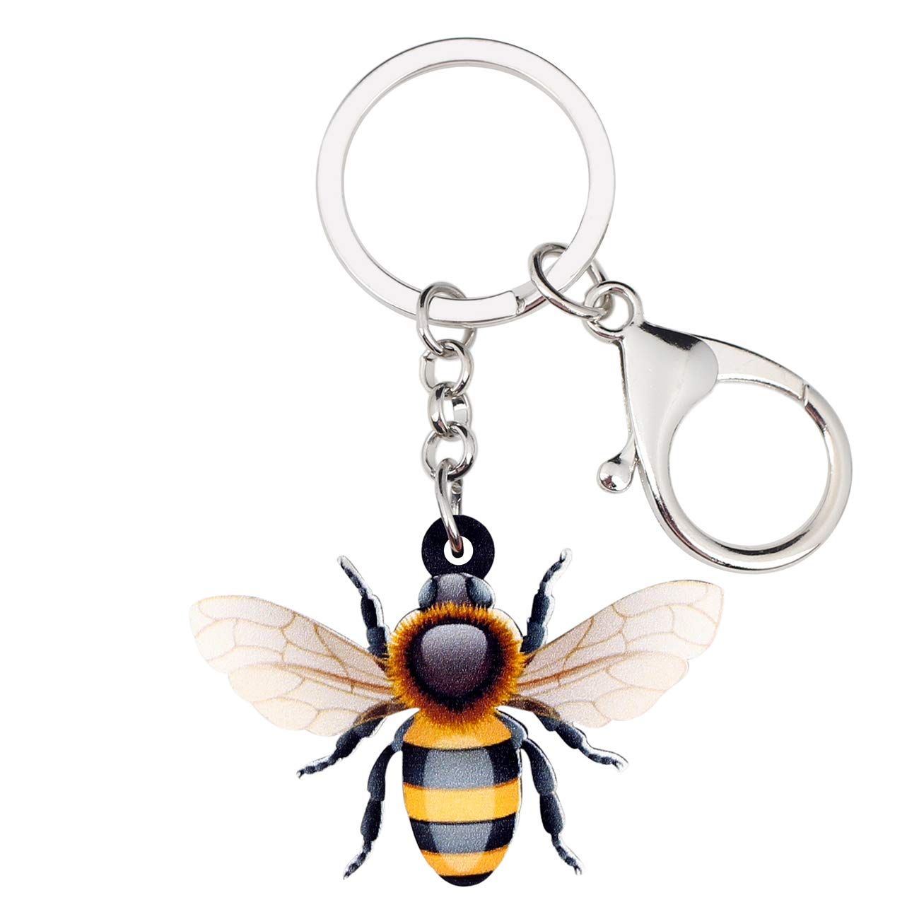 WEVENI Acrylic Honey Bee Keychain Bug Charms Insect Keyring Inspirational Jewelry Bee Gifts for Women Girl Gardeners Coworker Bag Purse Accessories, Multicoloured, 33mm x 51mm