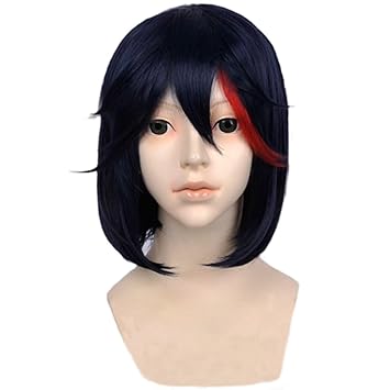 Free Hair Cap + Kill La Kill Ryuko Matoi Dark Blue Mixed Red Anime Cosplay Wig