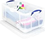 Really Useful Box 64 Litre Plastic Storage Box Clear Pack of 2 view 2