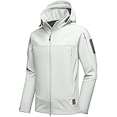 Little Donkey Andy Men's Softshell Jacket Hooded Light Waterproof Tactical Jacket Fleece Windbreaker Jackets with 8 Pockets