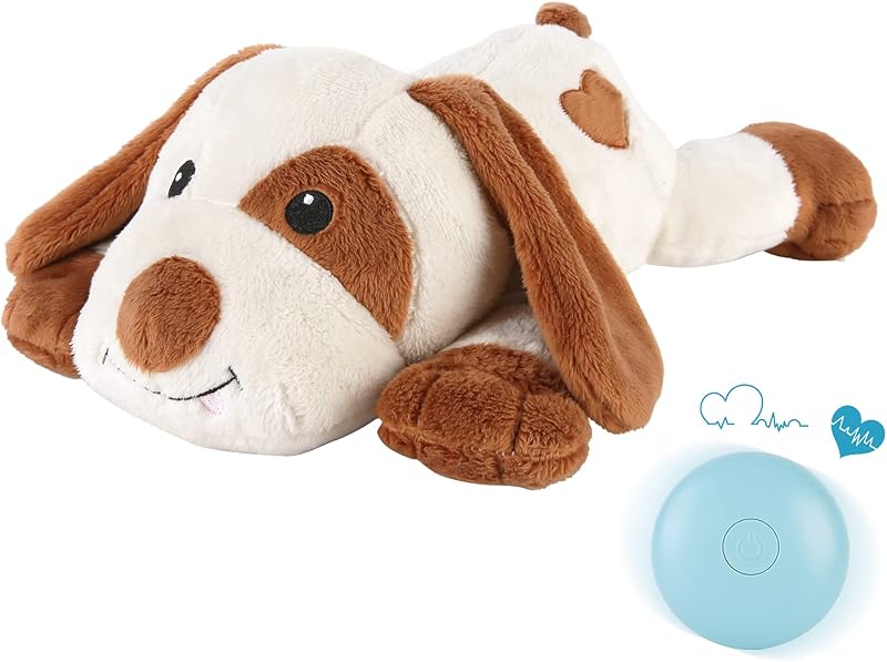 WEOK Puppy Heartbeat Toy for Anxiety Relief, Plush Pet Companion