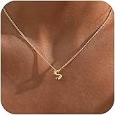 Hayopi Gold Bubble Letter Necklace for Women,14K Gold Plated Initial Letter Necklace Prendant Name Necklace Dainty Charm Necklace Initial Necklaces for Women Trendy Gold Jewelry Personalized Gifts