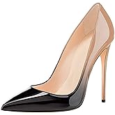 COLETER Women's Sexy Pointed Toe High Heels,4.72 inch/12cm Patent Leather Pumps,Wedding Dress Shoes,Cute Evening Stilettos