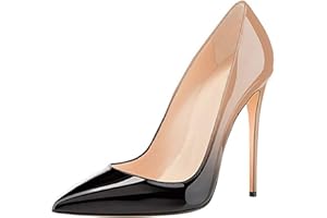 COLETER Women's Sexy Pointed Toe High Heels,4.72 inch/12cm Patent Leather Pumps,Wedding Dress Shoes,Cute Evening Stilettos
