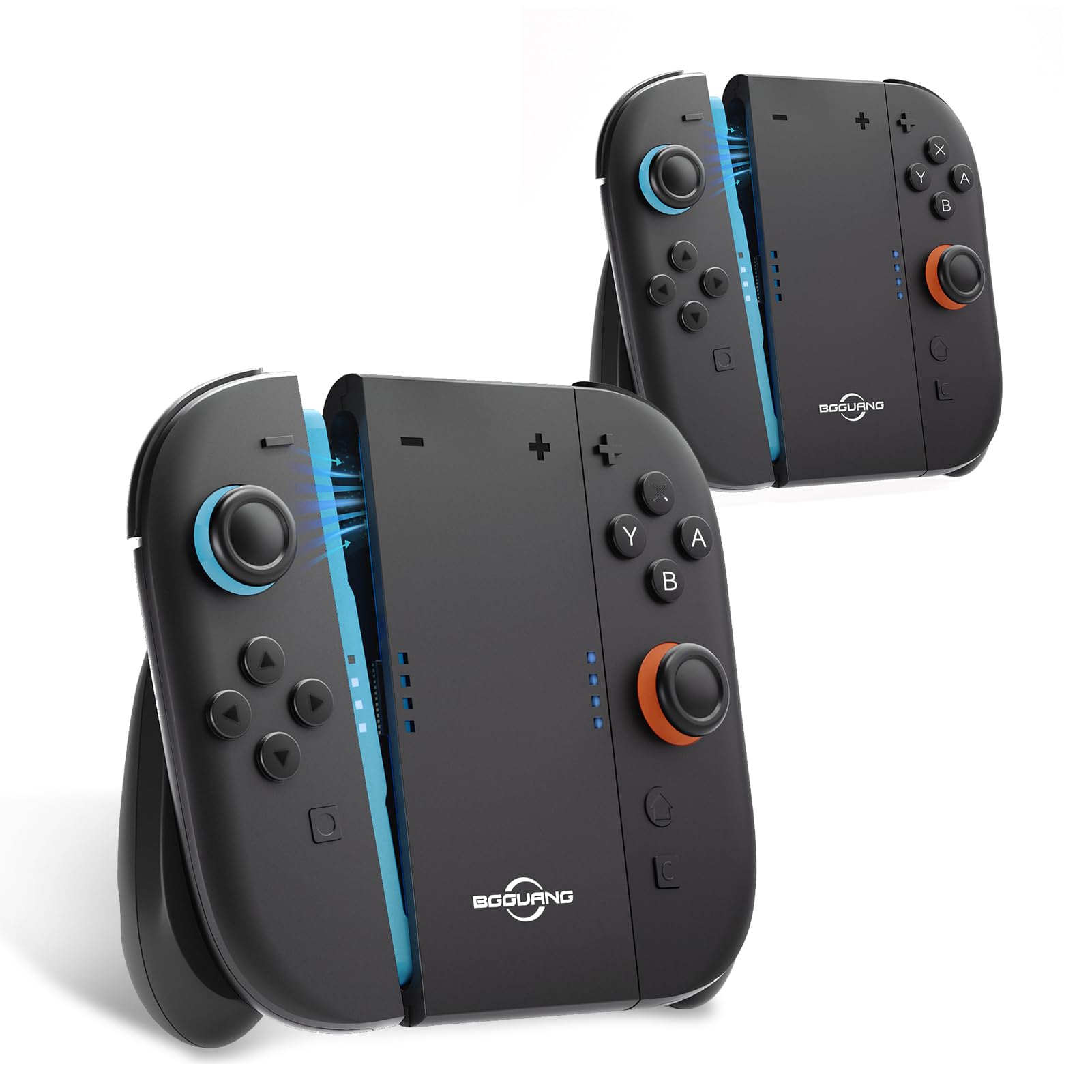 Switch 2 Joycon Charging Grip with Built-in 2000 mAH Battery, Super Magnetic Charger Handle for Nintendo Switch 2 Joycons, Ergonomic Controller Grips for Playing While Charging, Switch 2 Accessories Black (2pcs Built-in Battery Model Black)