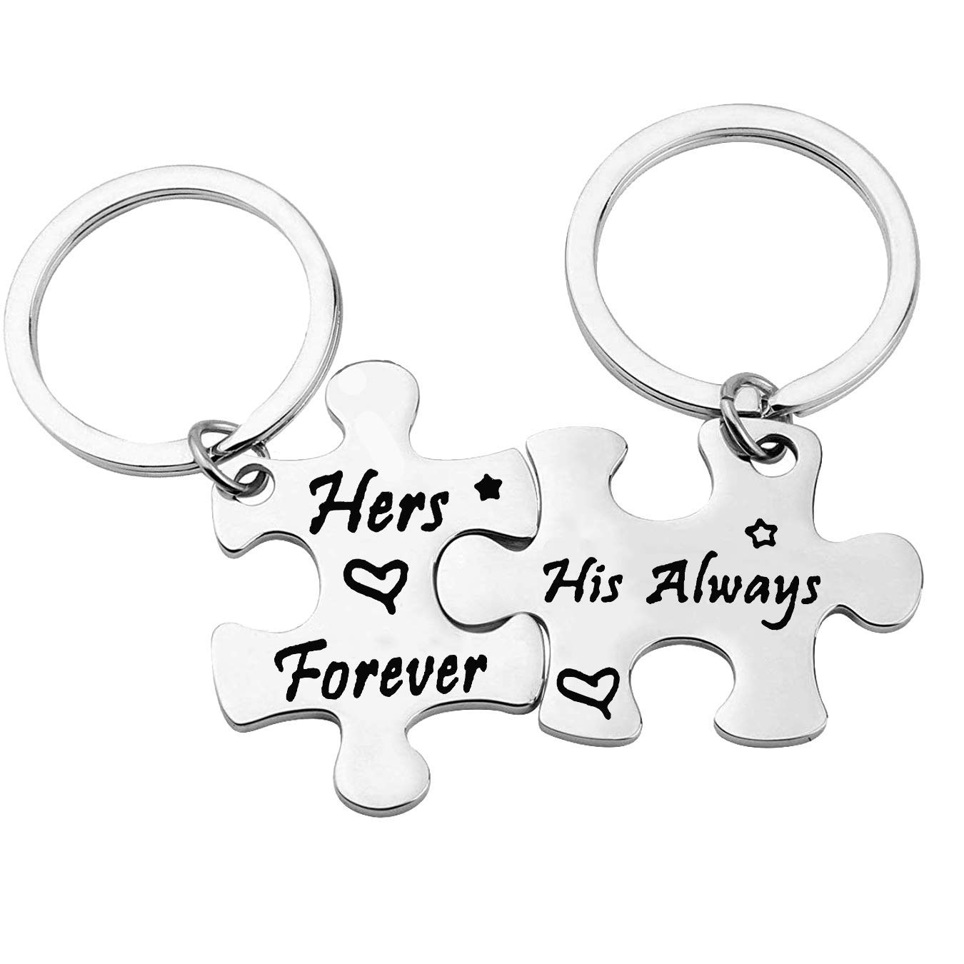 Couple Keyring Gift Hers Forever His Always Matching Keychain Set Valentine's Day Keyring Gift for Boyfriend Girlfriend His and Her Puzzle Keyrings for Couple Husband Wife Anniversary Wedding Gifts