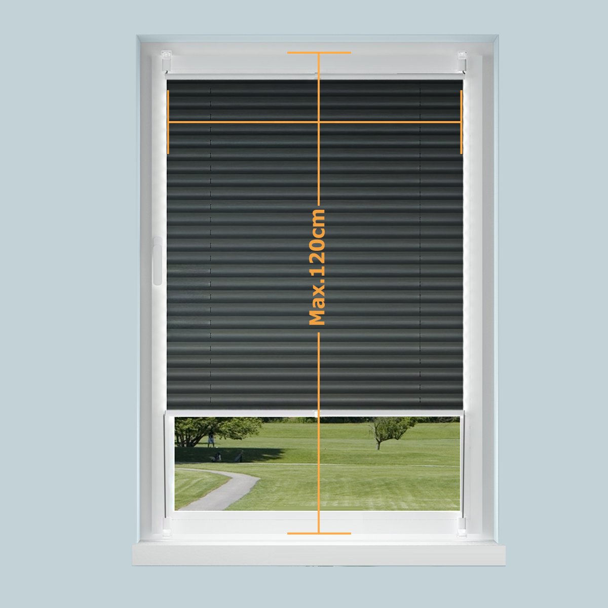 OUBO Thermo Plissee Klemmfix Verdunkelungsrollo 35 x 120 cm BxH Grau