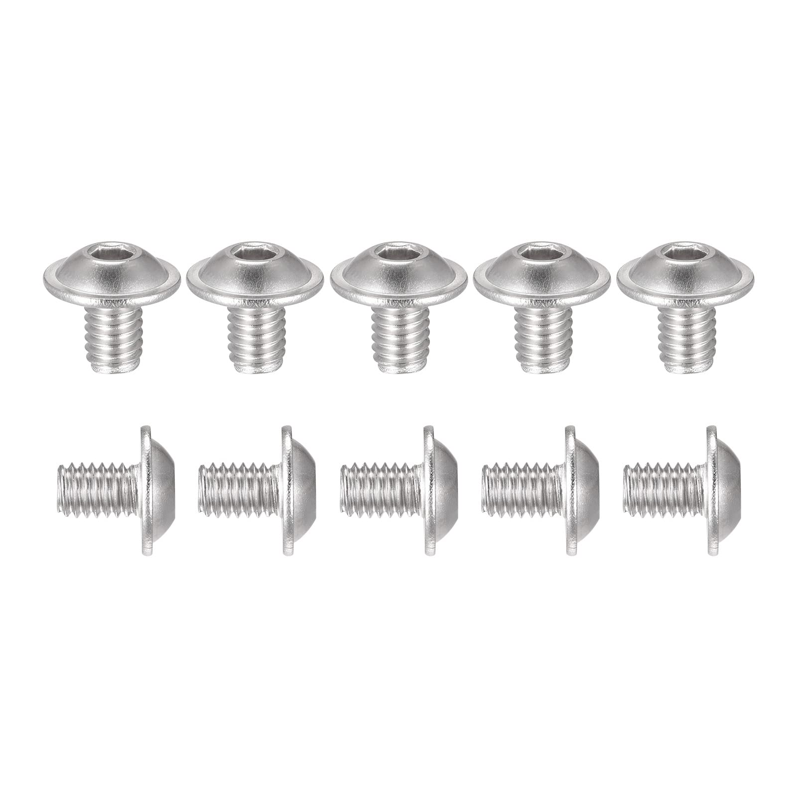 DTGN M4x6mm(DxH) Flanged Button Head Socket Cap Screws - 50Pack - Good for Equipment, Furniture - 304 Stainless Steel Hex Socket Drive Screws