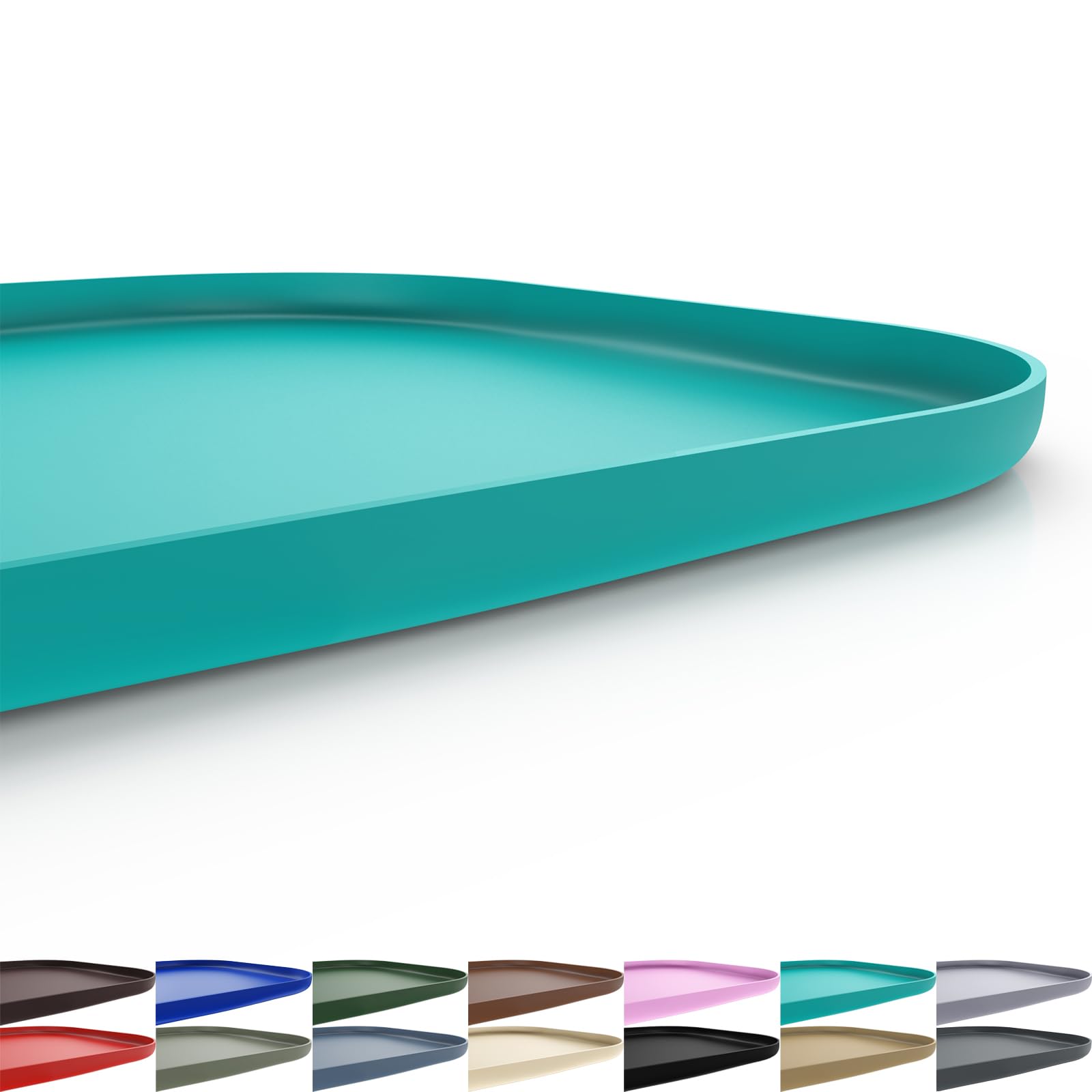 Photo 1 of SMILOOL Silicone Pet Feeding Mat with Raised Edge for Food and Water, Dog Bowl Mats, Cat Bowls Placemat with High Lip for Floor Waterproof, Rubber Tray for Cats and Dogs 19 x 12 x0.7 Dark Turquoise