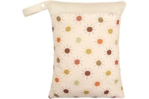 Smarbore Wet Dry Bags for Baby Cloth Diapers & Breast Pump Parts, Waterproof Reusable Wet Bag with Two Zippered Pockets & Handle, Beach Pool Gym Bag Stroller Yoga Toiletries Daycare Organizer