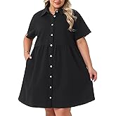 Agnes Orinda Denim Dress for Women Plus Size Button Down Babydoll Sundress Jean Dress with Pockets 2026 Vacation