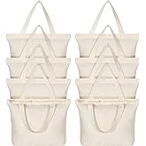 Epakh Canvas Tote Bag with Zipper - Bulk Reusable Large Blank Cotton Grocery Shopping Tote for Women Men DIY Crafting