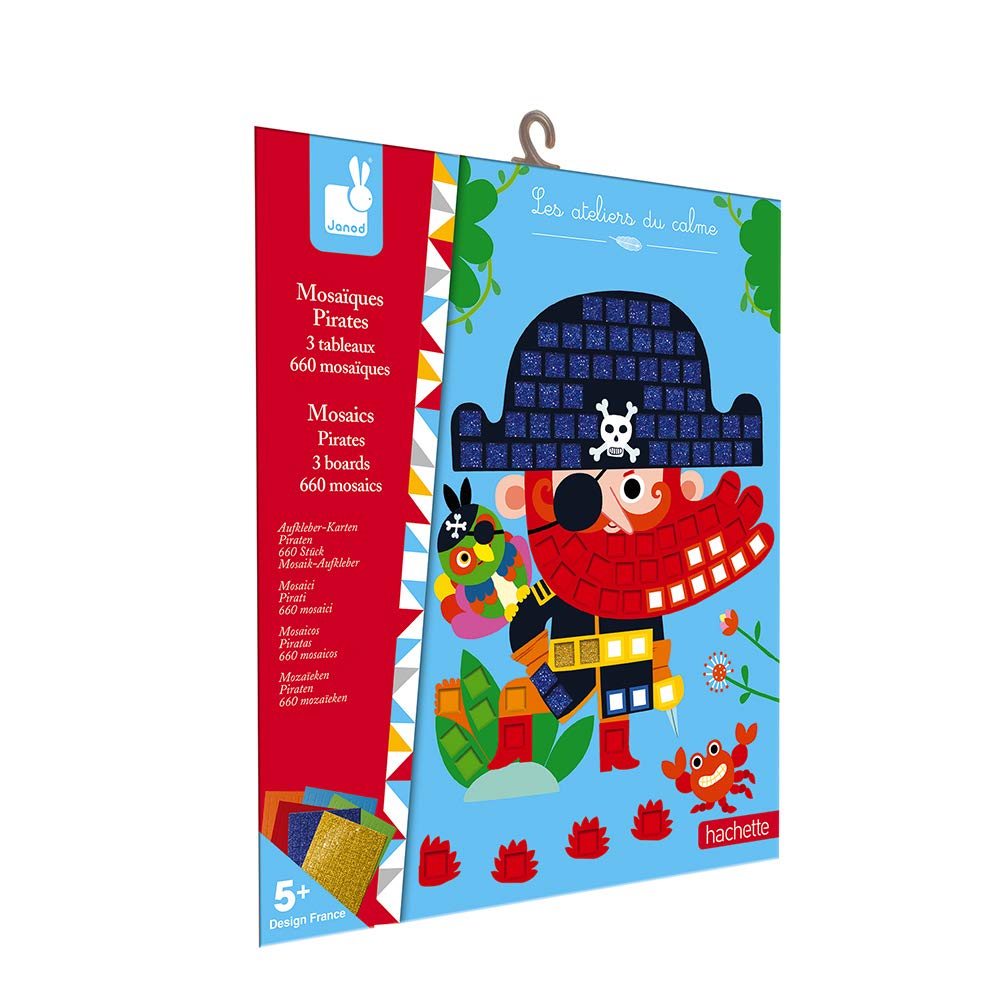 Janod - From 5 years old - Creative Kit - Pirate Mosaics - Calm Workshops - Creative Leisure - Dexterity and Concentration - J07897