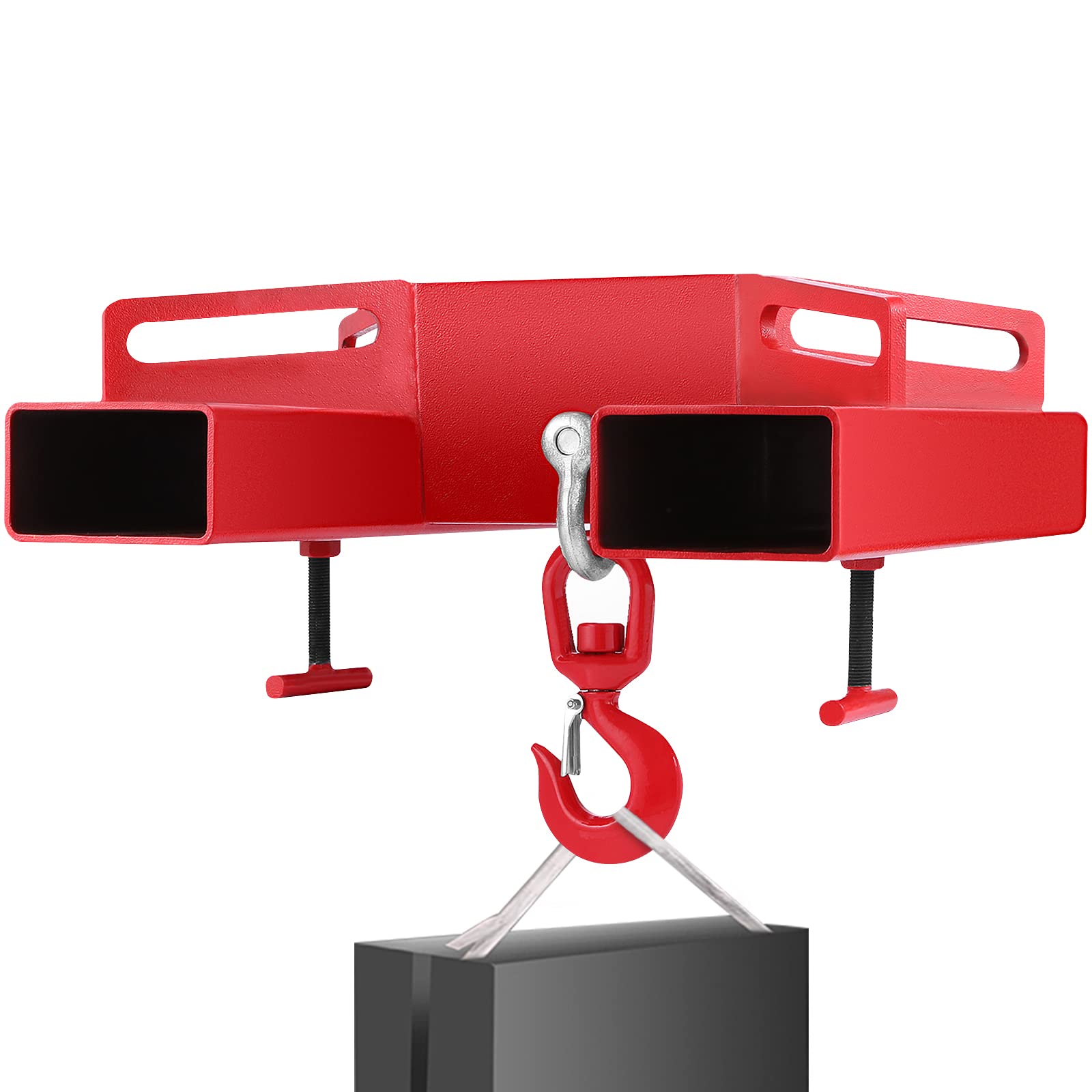 Photo 1 of **reference image**VEVOR Forklift Lifting Hook, 6600lbs Capacity Forklift Lifting Hoist, Red Forklift Mobile Crane with Swivel Hook and Two Large T-Screws, Hook Forklift Lifting Hoist, Fork Lifting Attachment