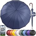 Royal Walk Windproof Large Umbrella for Rain 54 Inch Automatic Open for 2 Persons Wind Resistant Big Golf Umbrellas for Adult Men Women Classic Wooden Handle Fast Drying Strong 16 Ribs Travel 120cm