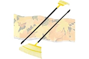 BlumeTrec Garden Leaf Rake 2 Pack, 11+25 Tines Metal Leaf Rake with Adjustable Handle, Heavy Duty Lawn Yard Rakes Set for Leaves, Grass, Shrubs, Debris, Pine Needles, Garden Cleanup Tools for Backyard