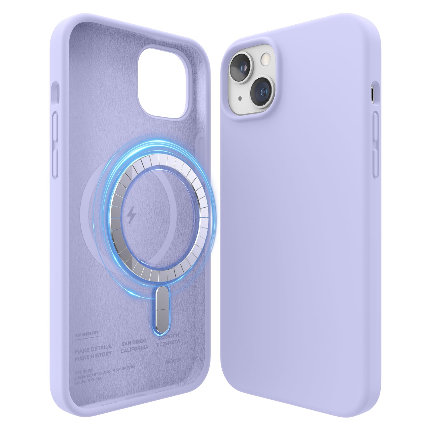 elago Magnetic Silicone Case Compatible with iPhone 14 Plus Case (6.7"), Compatible with MagSafe All Accessories, Built-in Magnets, Premium Liquid Silicone, Protective Cover (Purple) — image 1