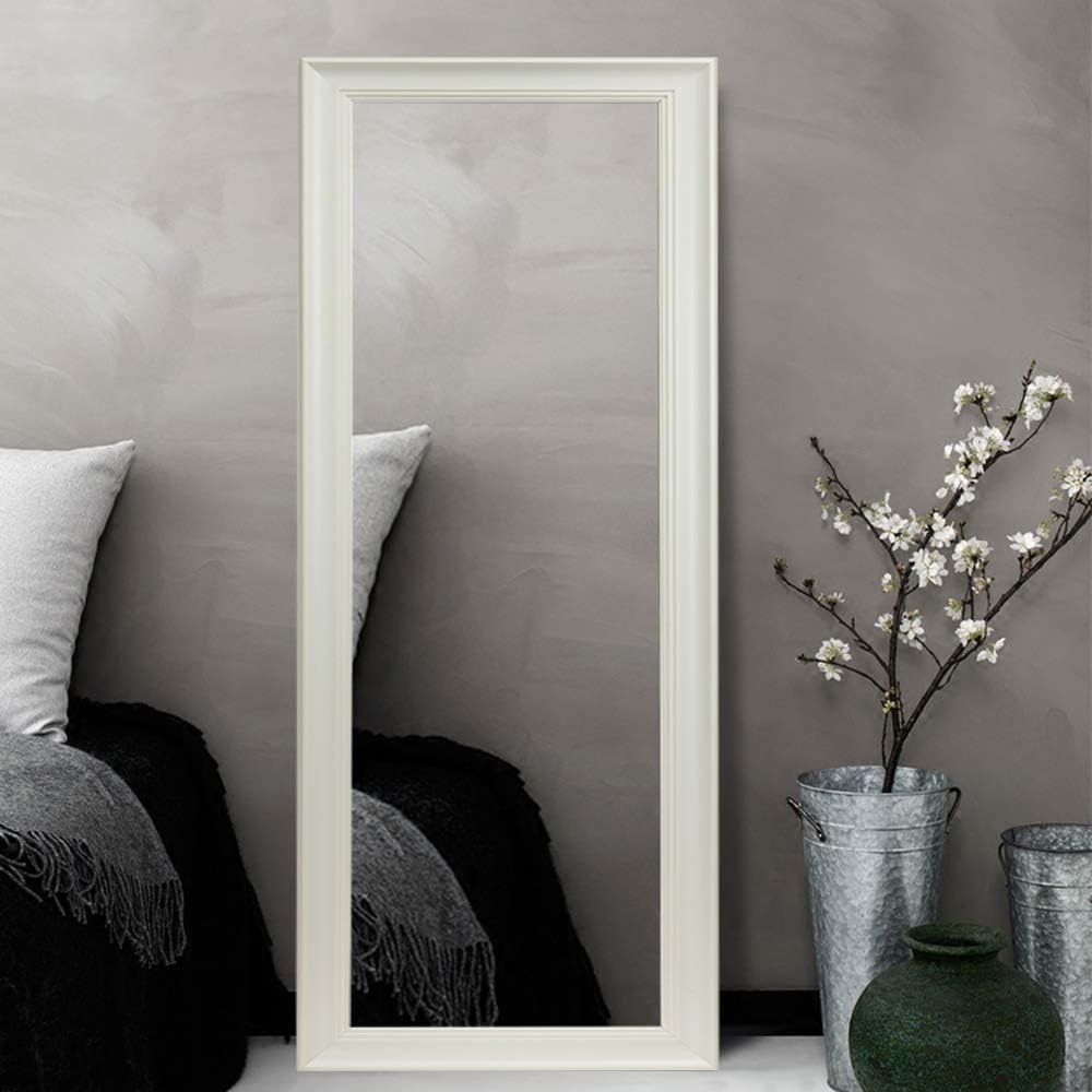 ElevensMirror Full Length Mirror Hanging Leaning Against Wall Dressing Mirror Large Rectangle Bedroom Floor Mirror Wall-Mounted Mirror (Cream)