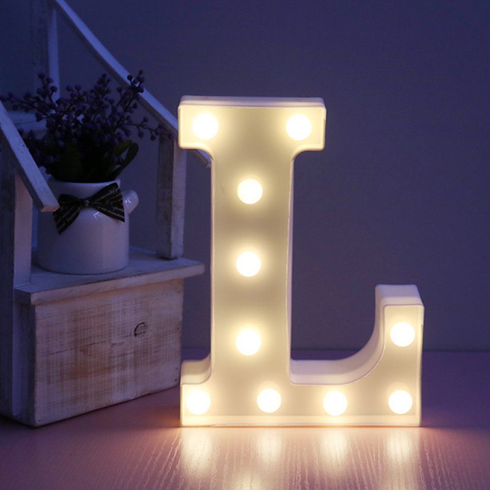 Lamker Decorative LED Lights Alphabet Letter L 26 Letters Sign Warm