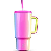 Meoky 40oz Tumbler with Handle, Leak-proof Lid and Straw, Insulated Coffee Mug Stainless Steel Travel Mug, Keeps Cold for 34 Hours or Hot for 10 Hours (Carnival)