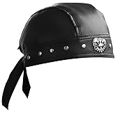 ASDICOXB Cycling Bandana Doo Rags Adjustable Skull Cap Motorcycle Biker Leather Cap Black