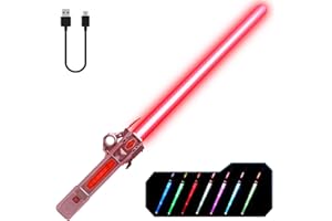 GIANBY Light Up Saber for Kids, Dual Light Sword RGB 7 Colors Changeable with 3 Modes FX Sound, Expandable LED Dual Swords Set for Galaxy War Fighter Warriors, Halloween Cosplay